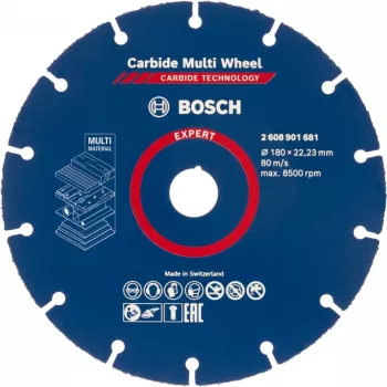 Disco de corte Bosch EXPERT Carbide MultiWheel 180 mm Ø, orificio 22,23 mm