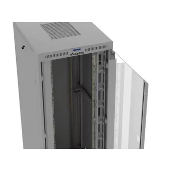 Armario rack LANBERG FF01-8047-12SL 47U 800x1000 mm gris con puertas de cristal delanteras y traseras y espacio para panel LCD