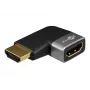 Goobay 72010 Adaptador HDMI acodado 90° horizontal, 8K 60 Hz, chapado en oro, negro/plata