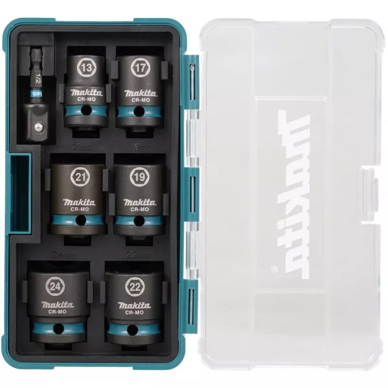 Makita E-16592 Llave de vaso para atornillador de impacto Juego de llaves de vaso negro, turquesa