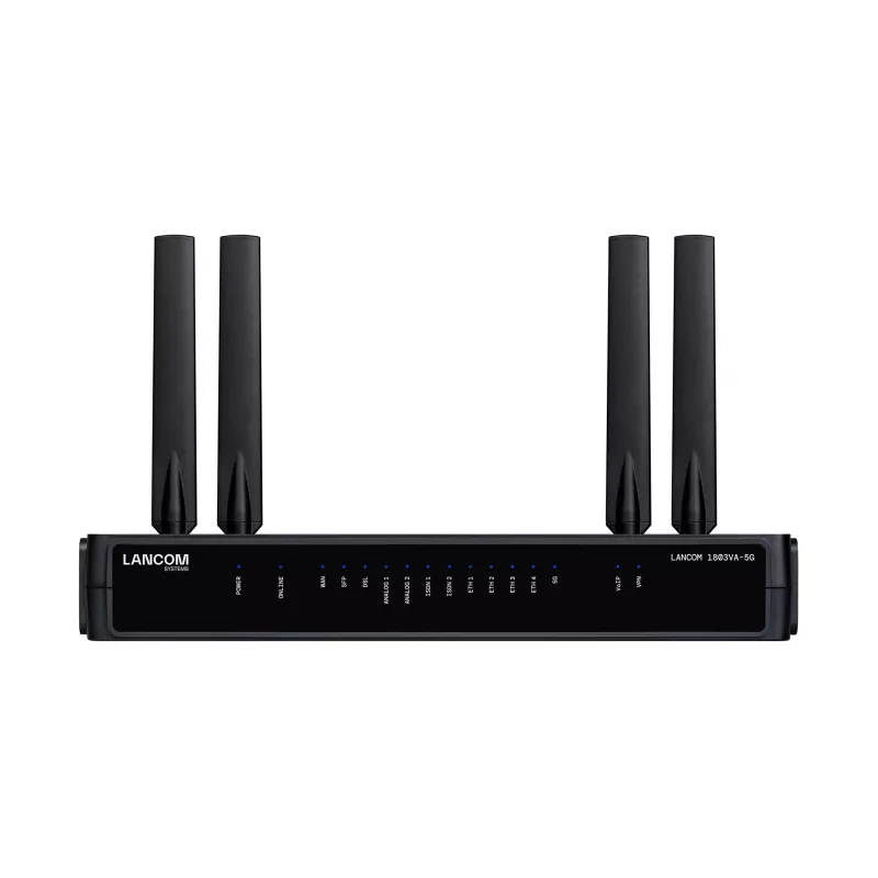 Router Lancom Systems LANCOM 1803VA-5G (EU) — 5G, Gigabit Ethernet, antena SMA externa, 1 ventilador, seguridad AES/3DES