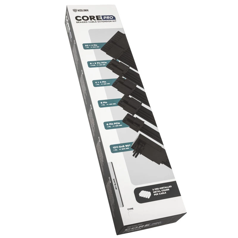 Set de extensión de cables Kolink Core Pro COREPRO-EK-12VT2-BLK 12V 2x6-Pin negro