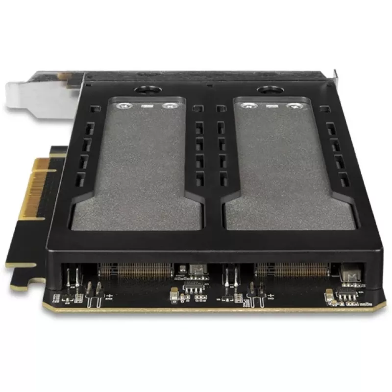 Rack de almacenamiento móvil RAIDSONIC ToughArmor MB842MP-B — 2 bahías extraíbles para M.2 NVMe, PCIe 4.0 x16