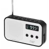Adler AD 1907 radio digital PLL, AM/FM, 40 presintonías, alarma con repetición, USB-C, batería recargable integrada, conector de 3,5 mm, blanco/negro