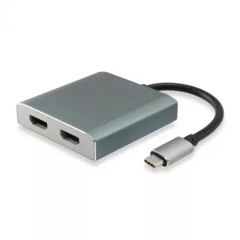 Adaptador Equip USB Type-C a 2 x conector hembra HDMI, 3.2 Gen 1 (3.1 Gen 1), USB Type-C, salida HDMI, 4096 x 2160 píxeles