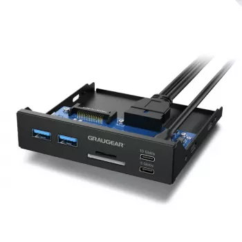 Graugear USB-HUB+lector de tarjetas panel frontal múltiple, Type-C USB retail (G-MP01CR)