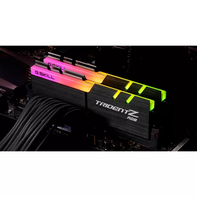 DIMM 16 GB DDR4-3200 (2x 8 GB) kit dual, memoria RAM negra, F4-3200C16D-16GTZR, Trident Z RGB, INTEL XMP