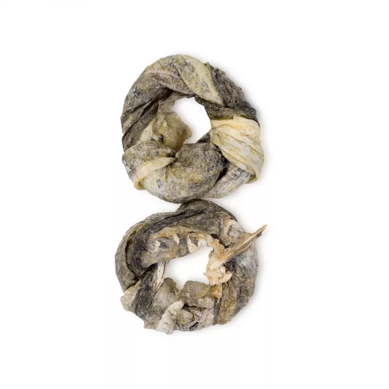 UNISZKI anillos para perros — premio natural de piel de bacalao, pack de 2