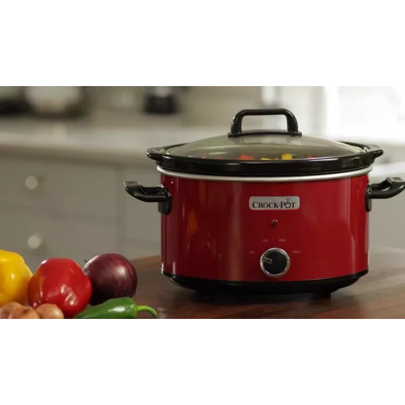 Olla de cocción lenta Crock-Pot SCV400RD 3,5 L olla de cerámica extraíble, tapa de cristal, 2 niveles de calor