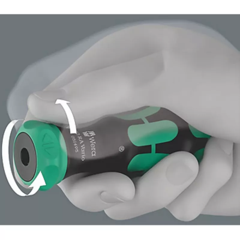 Wera 80 RA Vario 05051495001 mango de destornillador con carraca, 113,5 mm, negro/verde