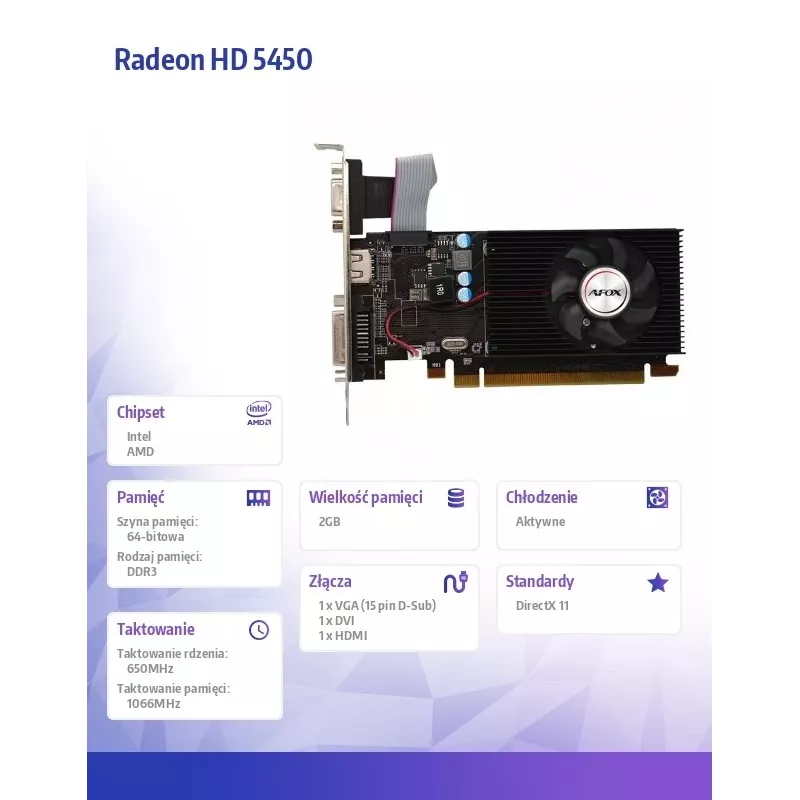 Tarjeta gráfica AFOX Radeon HD 5450 2GB DDR3
