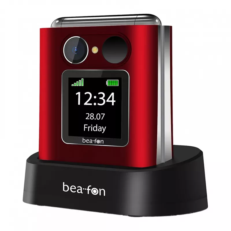 Teléfono plegable Beafon Fold 10 Silver Line rojo-plateado Dual SIM