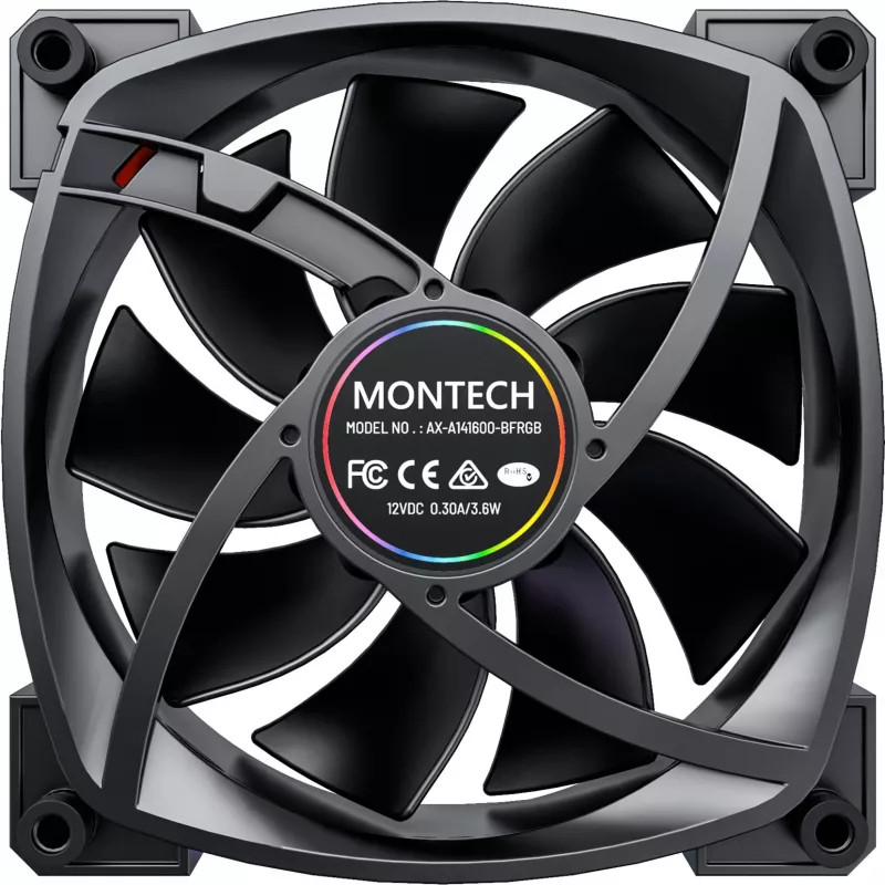 Ventilador de carcasa MONTECH RX140 PWM 140 mm ARGB Reverse-Blade - negro