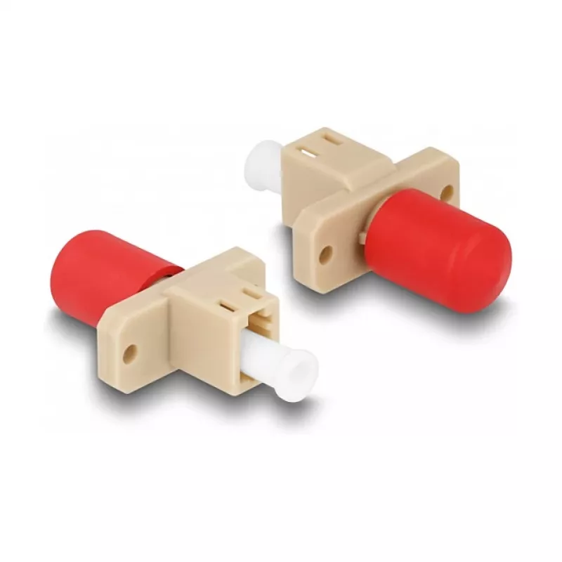 DeLOCK acoplador híbrido de fibra óptica LC simplex conector hembra a ST simplex conector hembra beige
