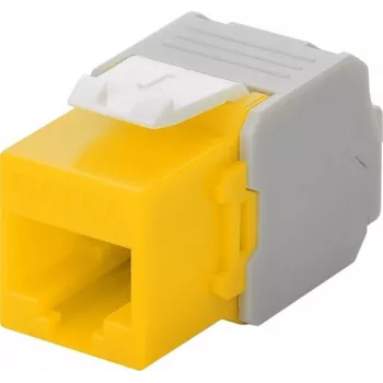 Wentronic Goobay CAT 6a KeyStone conector hembra RJ45, no apantallado, 500 MHz, amarillo-blanco (90691)