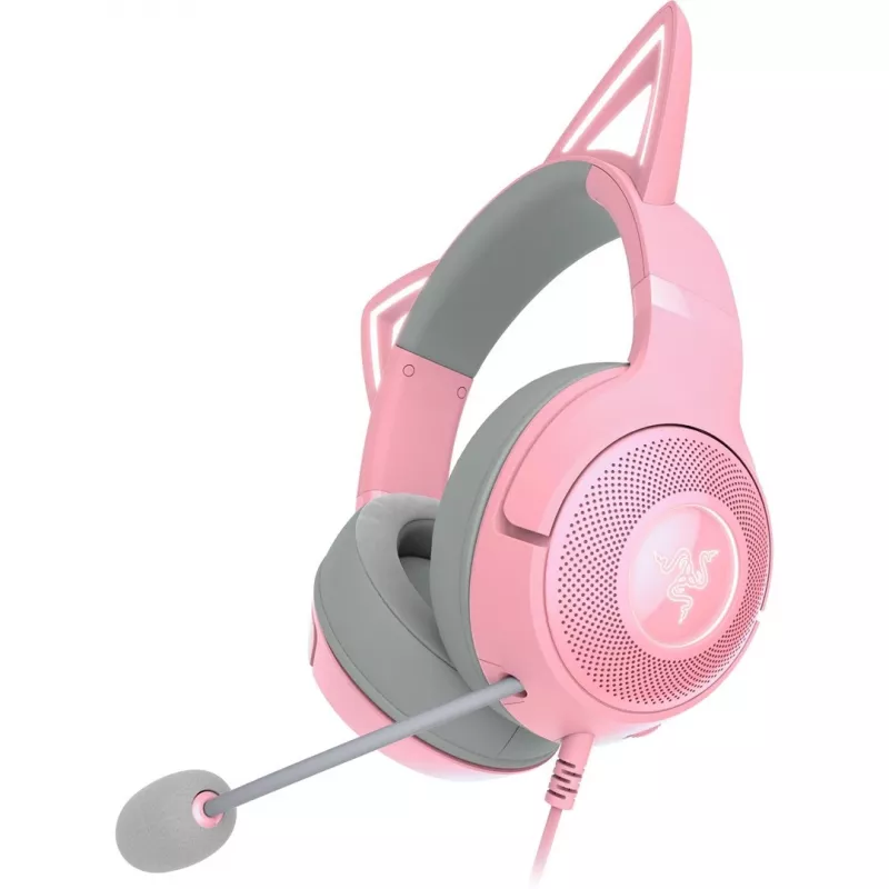 Razer Kraken Kitty V2 RZ04-04730200-R3M1 auriculares gaming con cable, USB-A, micrófono, drivers de 40 mm, Quartz Pink
