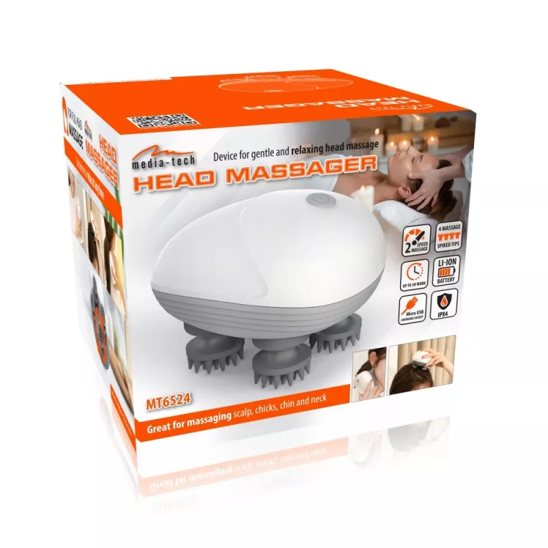 Masajeador de cabeza MEDIA-TECH MT6524 – diseño portátil, intensidad ajustable