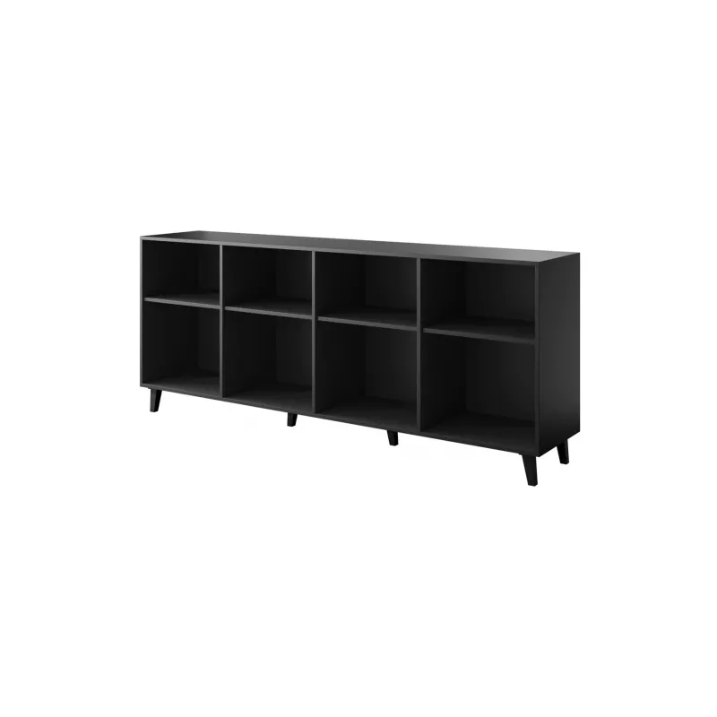 Cómoda Cama Meble FARO KOM200 CZ — 2000×420×820 mm, estructura negro mate, frentes efecto roble