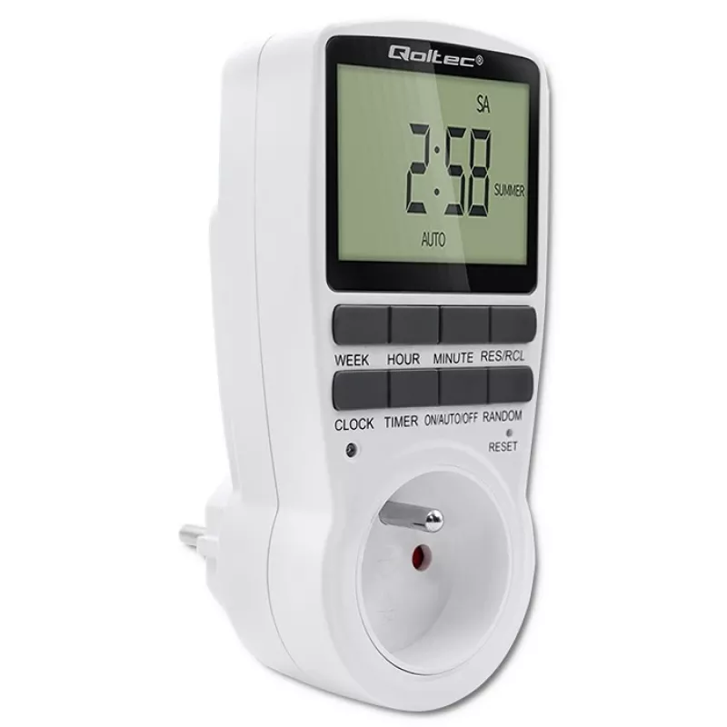 Temporizador electrónico QOLTEC PC0628 con pantalla LCD, cuenta atrás de 24 horas