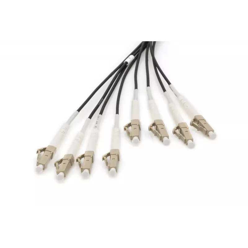 Cable breakout universal de fibra óptica preensamblado Digitus OM4 8 fibras LC/UPC 75 m