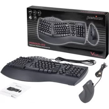 Perixx PERIDUO-512 DE B conjunto de teclado y ratón con cable ergonómico QWERTZ negro (12321)