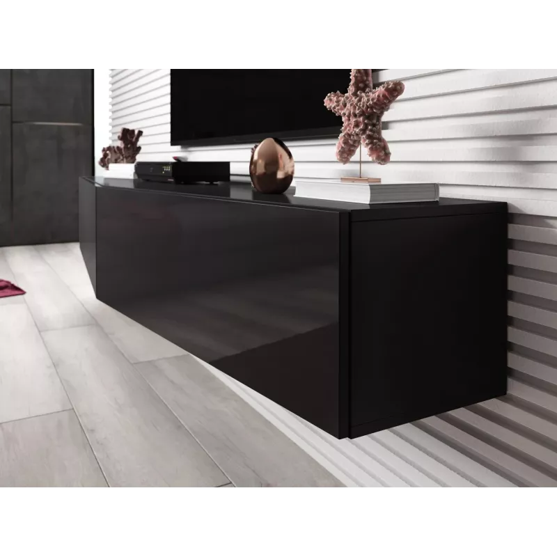 Conjunto de armarios de salón Cama VIGO SLANT 2 negro/negro brillante