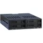Inter-Tech X-3531 bastidor extraíble HDD/SSD para 4x SATA de 2,5 pulgadas en 1x bahía de 5,25 pulgadas, 6 Gbit/s, Hot Swap, ventilador de 30 mm, negro