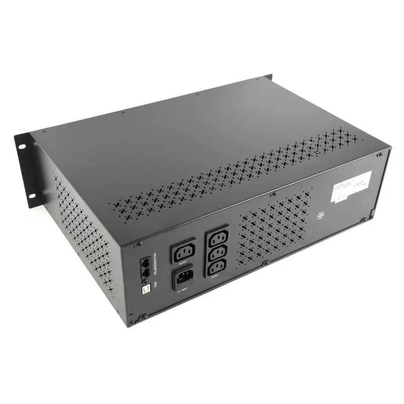 Gembird UPS-RACK-1500 SAI Line-Interactive 1500 VA 900 W, rack 19" 3,4U, 4x IEC C13 230 V, entrada IEC C14, USB, RJ11, LCD, negro
