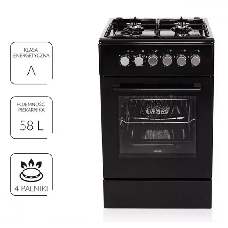 Cocina de gas/eléctrica MPM MPM-56-KGM-12B negra