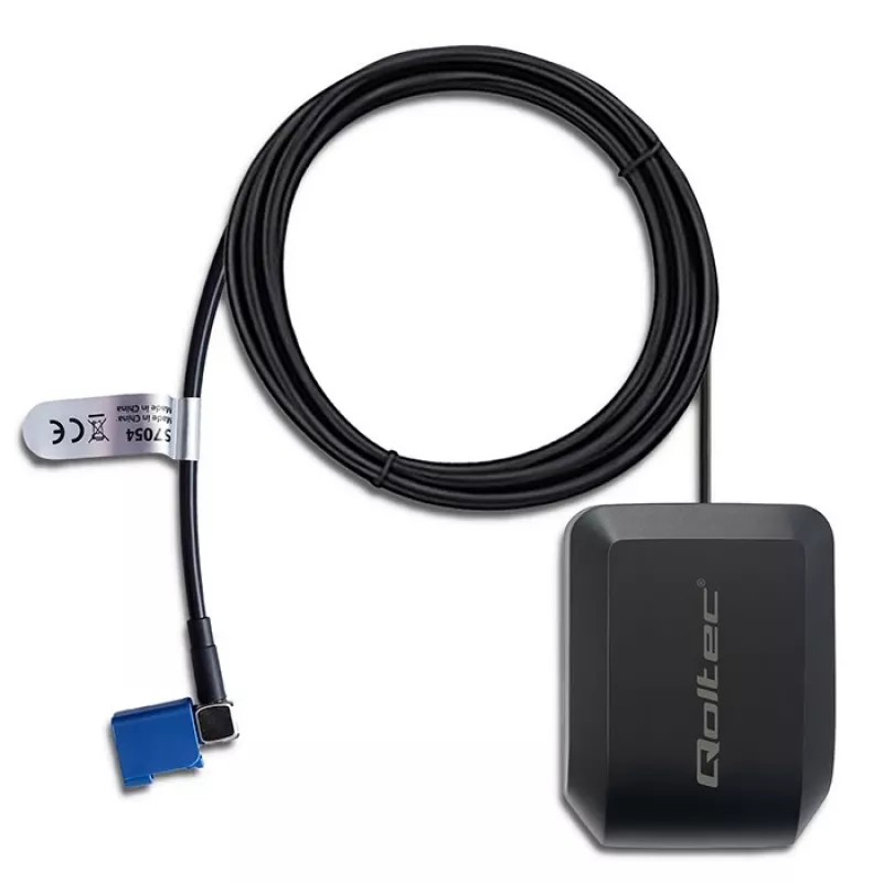 Antena GPS GLONASS QOLTEC 57054 con base magnética, ganancia de 28 dB