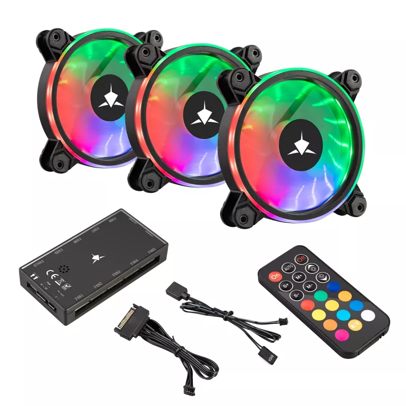 Kit de ventiladores para carcasa White Shark Nebula-2 negro – ventilador ARGB de 120 mm (kit)