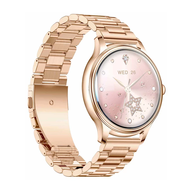 Smartwatch Colmi L28 con caja dorada y correa de acero inoxidable dorada