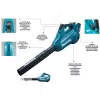 Soplador de hojas a batería Makita DUB362Z 193 km/h negro, turquesa 18 V ion-litio (Li-Ion)