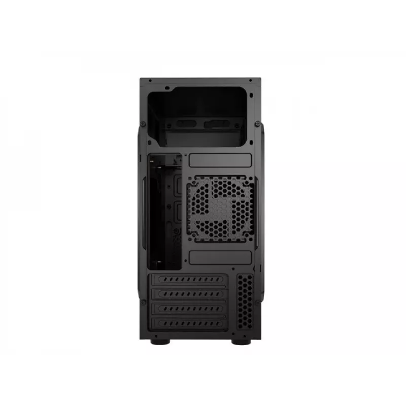 Caja de PC NATEC Helix Mini Tower negra — microATX/Mini-ITX, 3×3,5 pulgadas + 5×2,5 pulgadas, GPU 33 cm, conectores USB-C/USB-A