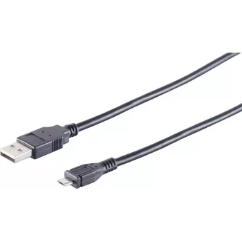 Cable USB S/CONN 14-11045 3m USB A Micro-USB B Negro