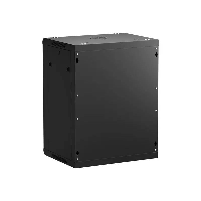 Armario de pared/colgante NETRACK 019-150-645-022 19 pulgadas 15HE/450 mm puerta de cristal negro paneles laterales desmontables