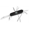 Navaja AZYMUT Izeron Multiusos — 13 herramientas, acero inoxidable 420J2/3CR13, plegada 9 cm, 91 g, funda de cuero para cinturón, luz y brújula integradas