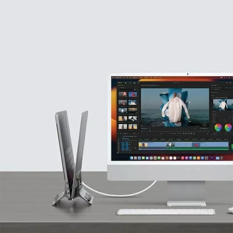 Soporte de sobremesa Gravity para MacBook plata