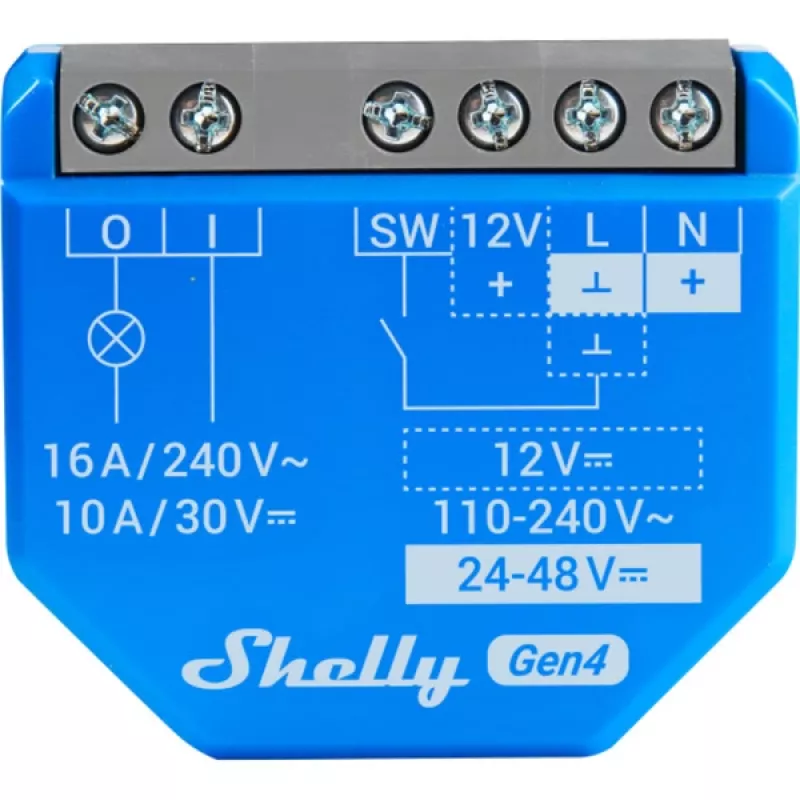Interruptor inteligente Shelly 1 Gen4, inalámbrico, 240 V AC, Bluetooth 5.0/Wi‑Fi/ZigBee, carcasa de plástico, 42×16×37 mm, pack de 2
