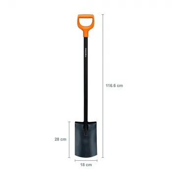 Pala Fiskars 131403 — pala de jardín Fiskars modelo 131403, hoja de acero, mango de madera
