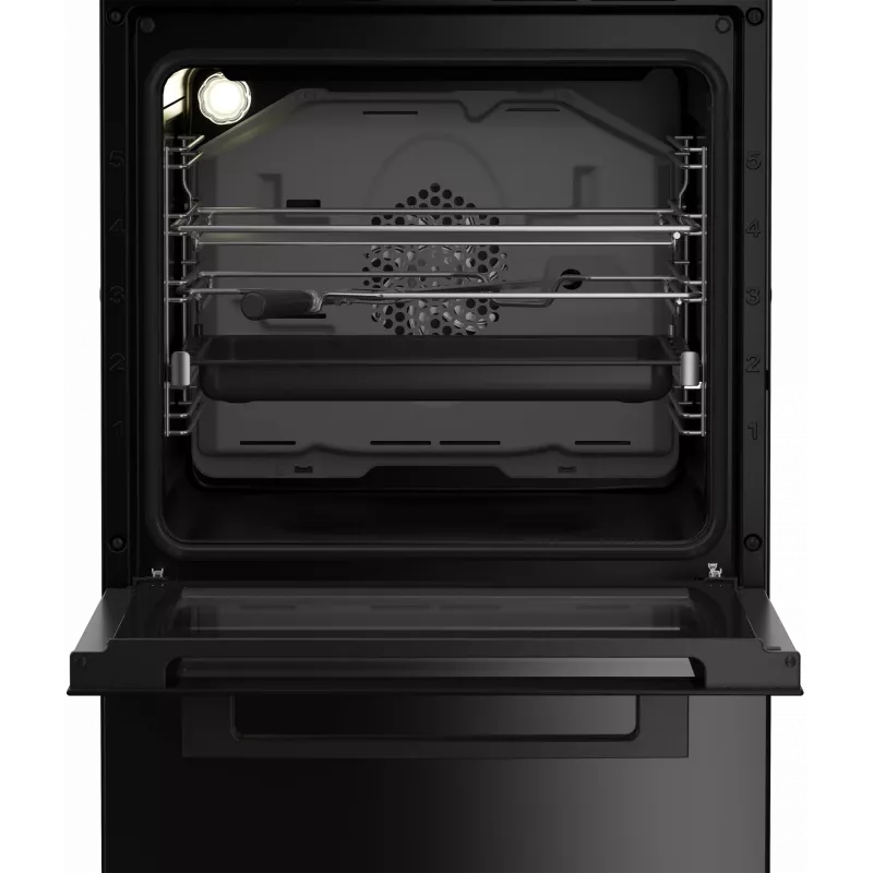 Placa de inducción con horno eléctrico Beko FSM59305BDT, 60 L, 50 cm de ancho, negro, clase de eficiencia energética A, inducción con 4 zonas Boost