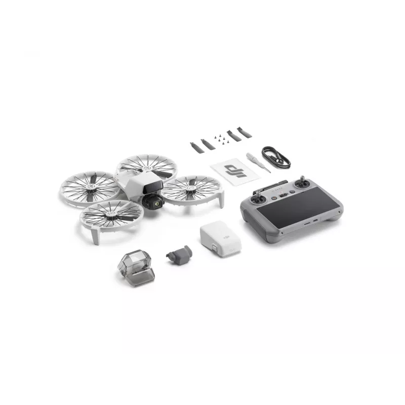 Dron DJI Flip con mando DJI RC 2, 48 MP, 4K HDR (3840x2160), 3110 mAh, 16 m/s, hasta 31 min de vuelo, menos de 249 g, negro/blanco