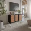 Cómoda Cama Meble VOLARE 151 x 39 x 75 cm, negro/nogal, aglomerado