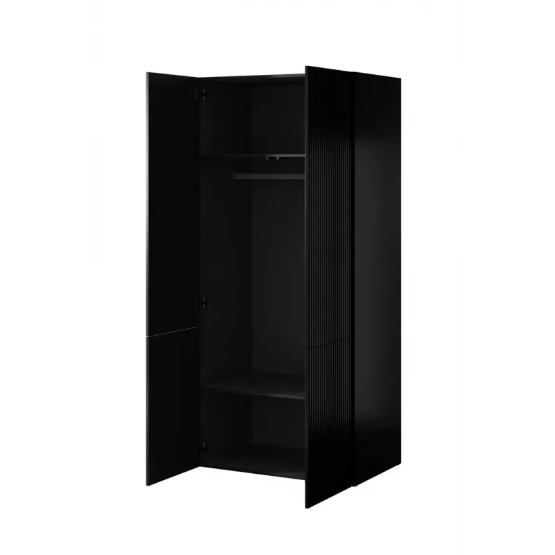 Armario ropero cama meble PAFOS 2D 90×55,5×198,5 cm negro mate — 2 baldas