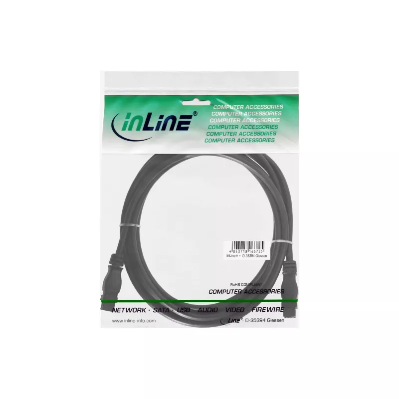 Cable FireWire 800 InLine 39902 1,8 m conector/conector negro