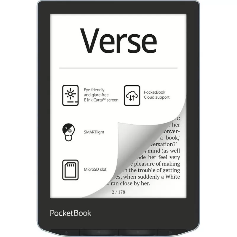 PocketBook Verse - 15,2 cm (6 pulgadas) - E Ink Carta - 758 x 1024 Píxeles - ACSM - AZW - AZW3 - CBR - CBZ - CHM - DOC - DOCX - DjVu - EPUB - EPUB DRM - FB2 - FB2.ZIP - HTM - HTML - MOBI,...