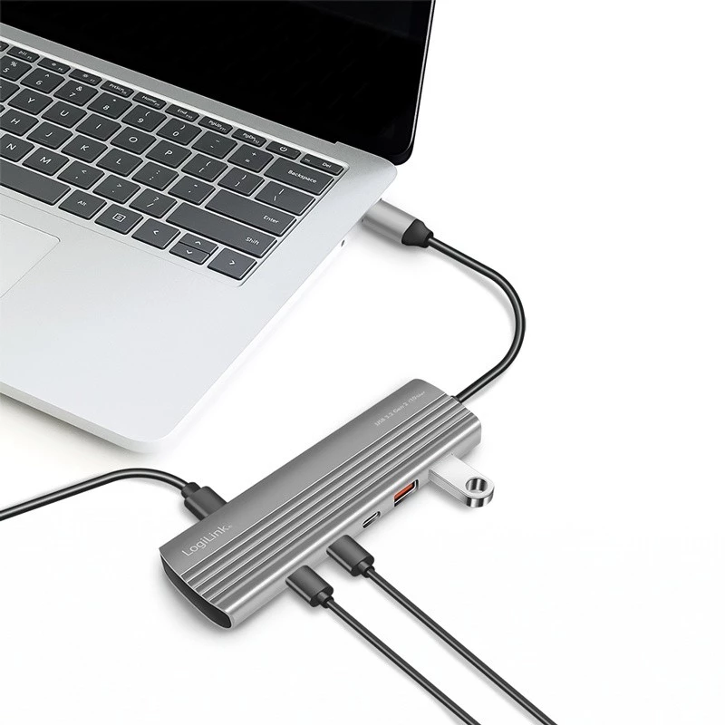 LogiLink hub USB 3.2 Gen2 4+1 puertos 2x USB-A 2x USB-C PD 100W aluminio
