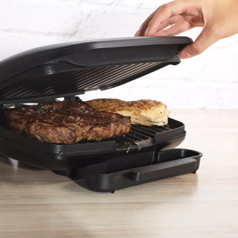 Parrilla eléctrica Petra PT4366MBLKVDE negra con recubrimiento antiadherente y temperatura ajustable