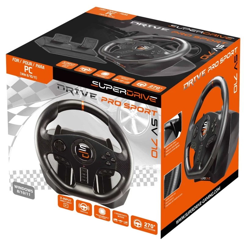 Volante + pedales gaming Subsonic SA5595-PC negro USB