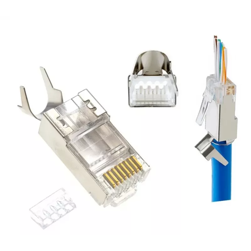 Conector macho RJ45 GEMBIRD CAT7 8P8C dorado 15µ FTP/SFTP, pack de 100